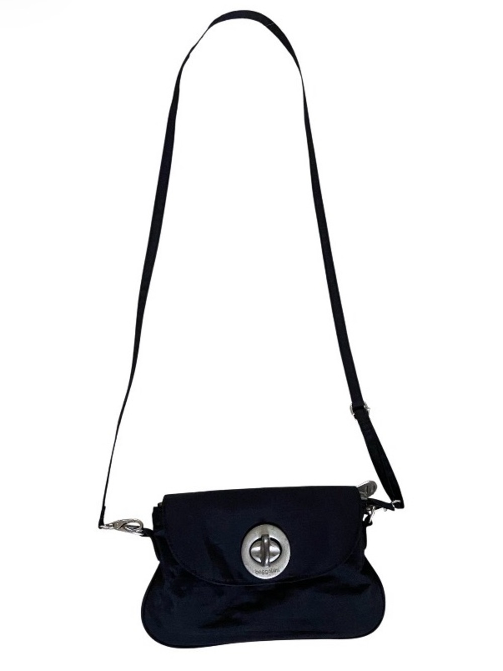 Baggallini Black Nylon Crossbody with Silver Turnlock